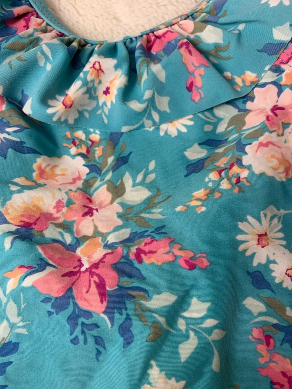 Ruffle Butts Turquoise Floral Ruffle Swimsuit - Picture 6 of 7
